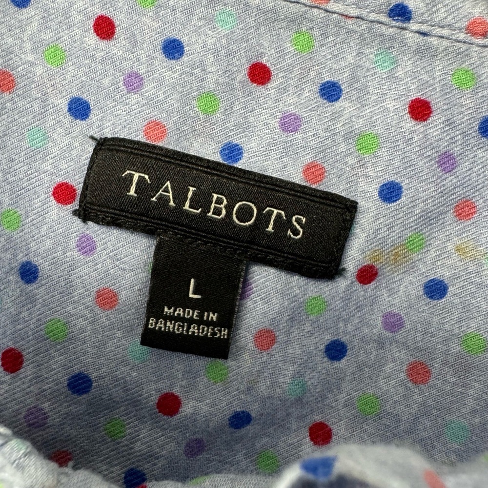 Talbots Top Womens Large Popover Ruffled Polka Dot Cotton Casual Cottage core - Picture 2 of 11